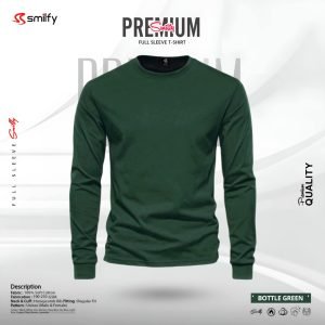<br>𝐏𝐫𝐞𝐦𝐢𝐮𝐦 𝐅𝐮𝐥𝐥 𝐒𝐥𝐞𝐞𝐯𝐞 𝐓-𝐒𝐡𝐢𝐫𝐭<br> Color- Bottle Green