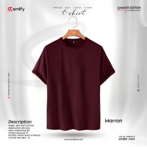 <br>𝐏𝐫𝐞𝐦𝐢𝐮𝐦 𝐇𝐚𝐥𝐟 𝐒𝐥𝐞𝐞𝐯𝐞 𝐓 𝐒𝐡𝐢𝐫𝐭<br> Color- Maroon