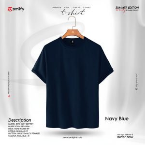 <br>𝐏𝐫𝐞𝐦𝐢𝐮𝐦 𝐇𝐚𝐥𝐟 𝐒𝐥𝐞𝐞𝐯𝐞 𝐓 𝐒𝐡𝐢𝐫𝐭<br> Color- Navy Blue