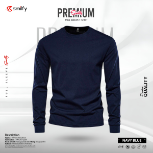 <br>𝐏𝐫𝐞𝐦𝐢𝐮𝐦 𝐅𝐮𝐥𝐥 𝐒𝐥𝐞𝐞𝐯𝐞 𝐓-𝐒𝐡𝐢𝐫𝐭<br> Color- Navy Blue