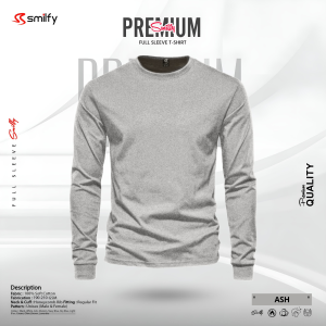 <br>𝐏𝐫𝐞𝐦𝐢𝐮𝐦 𝐅𝐮𝐥𝐥 𝐒𝐥𝐞𝐞𝐯𝐞 𝐓-𝐒𝐡𝐢𝐫𝐭<br> Color- Ash