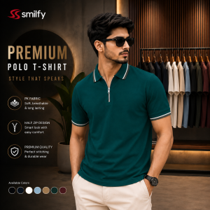 <br>𝐇𝐚𝐥𝐟 𝐙𝐢𝐩 𝐏𝐨𝐥𝐨 𝐒𝐡𝐢𝐫𝐭<br>Color: Bottle Green