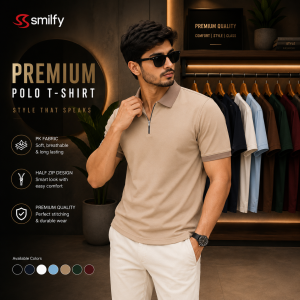 <br>𝐇𝐚𝐥𝐟 𝐙𝐢𝐩 𝐏𝐨𝐥𝐨 𝐒𝐡𝐢𝐫𝐭<br>Color: Brown