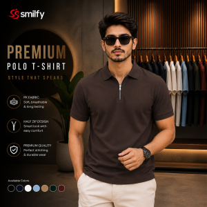 <br>𝐇𝐚𝐥𝐟 𝐙𝐢𝐩 𝐏𝐨𝐥𝐨 𝐒𝐡𝐢𝐫𝐭<br>Color: Coffee
