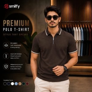 <br>𝐇𝐚𝐥𝐟 𝐙𝐢𝐩 𝐏𝐨𝐥𝐨 𝐒𝐡𝐢𝐫𝐭<br>Color: Coffee New